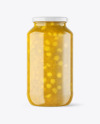 Clear Glass Jar with Pineapple jam Mockup