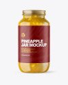 Clear Glass Jar with Pineapple jam Mockup