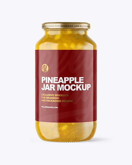 Clear Glass Jar with Pineapple jam Mockup