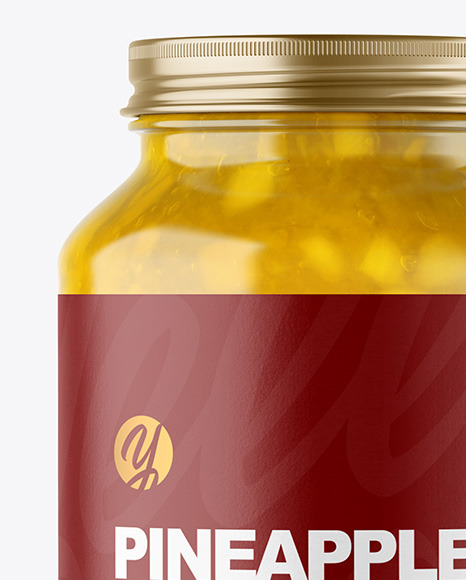 Clear Glass Jar with Pineapple jam Mockup