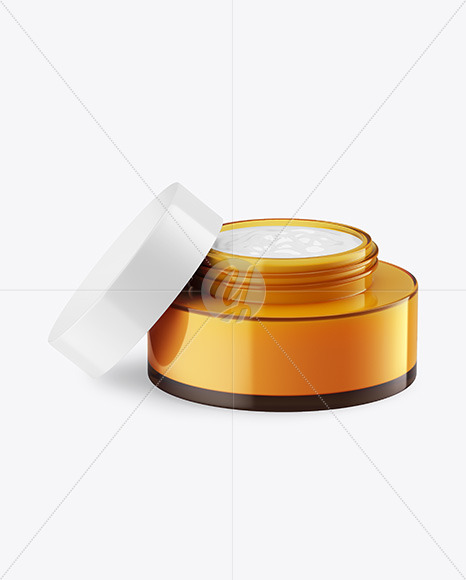 Opened Amber Glass Cosmetic Jar Mockup