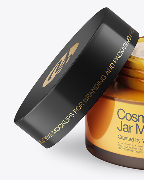 Opened Amber Glass Cosmetic Jar Mockup