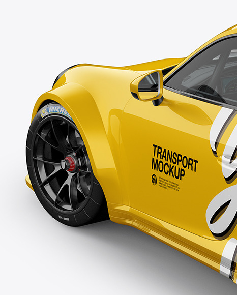 Sport Car Mockup - Back Half Side View