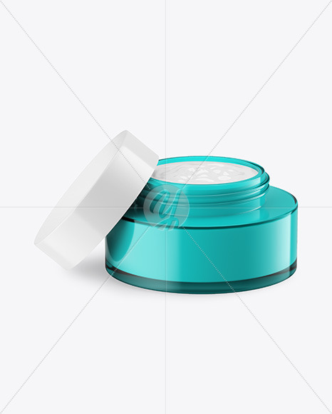 Blue Glass Cosmetic Jar Mockup