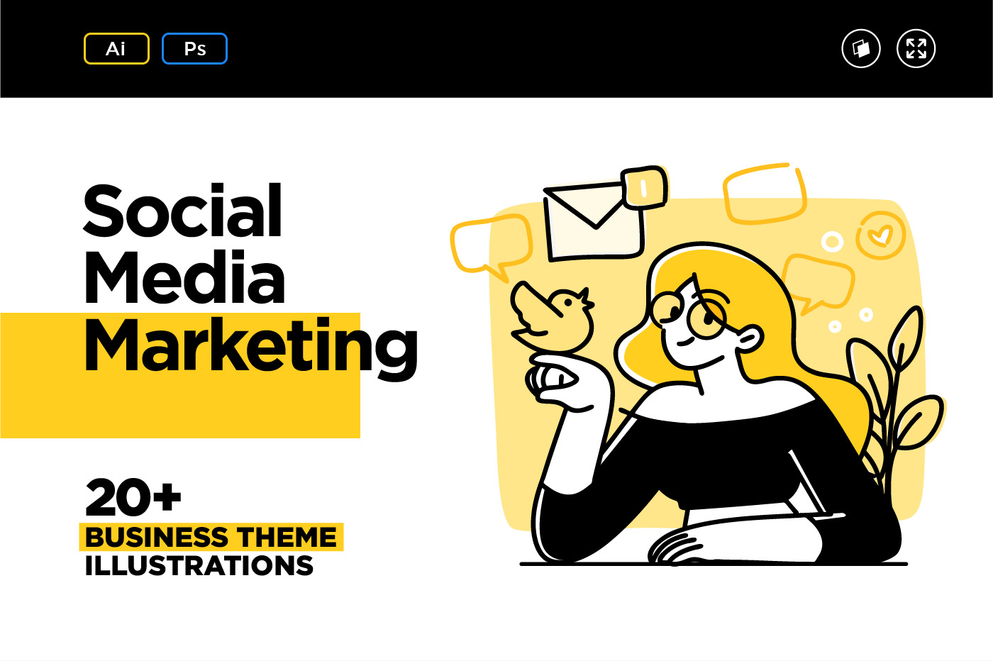 Social media marketing illustration set. Modern outline style. Social media marketing illustration set. Modern outline style.