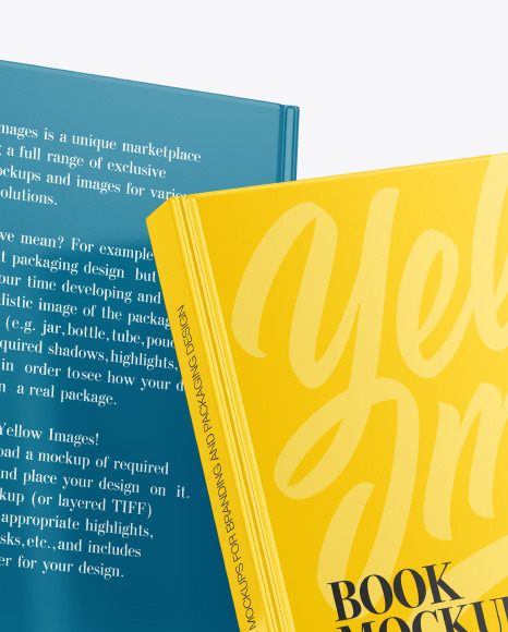 Two Hardcover Books w/ Glossy Covers Mockup