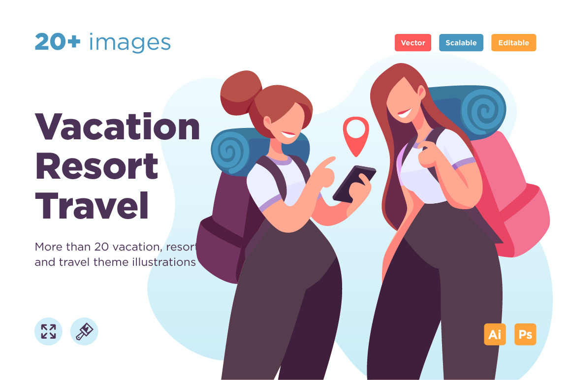 Vacation resort and travel illustrations Vacation resort and travel illustrations