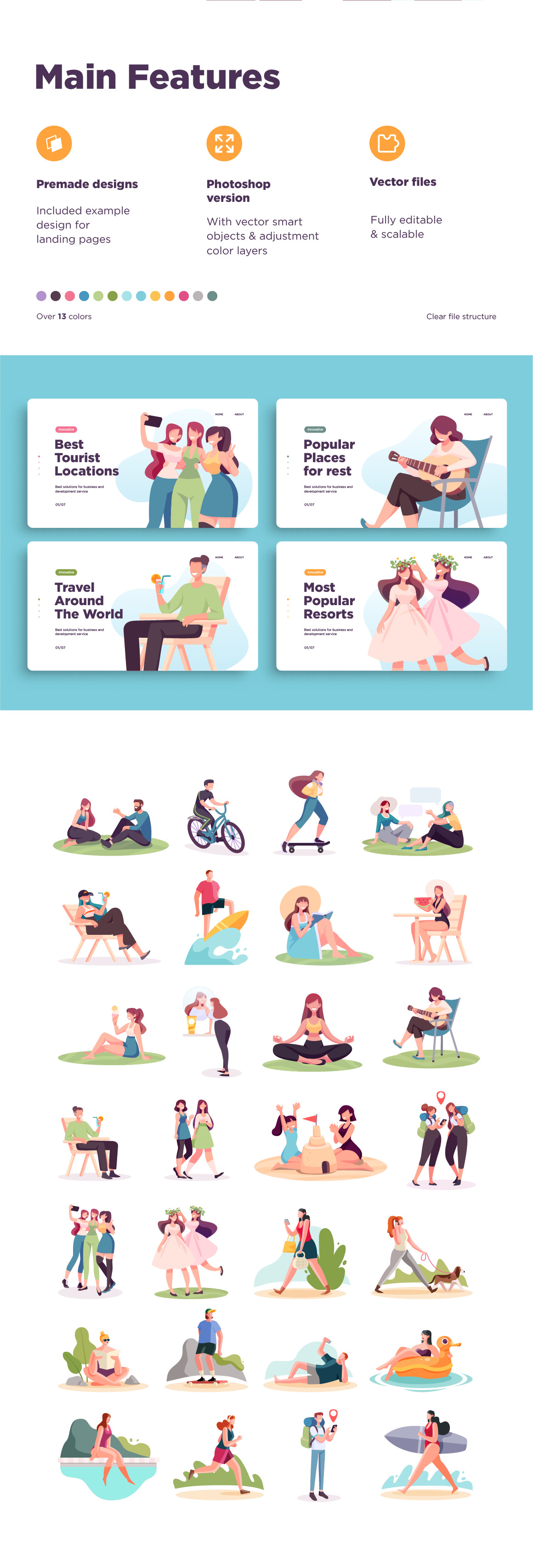 Vacation resort and travel illustrations Vacation resort and travel illustrations