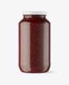 Clear Glass Jar with Raspberry Jam Mockup