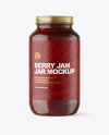 Clear Glass Jar with Raspberry Jam Mockup