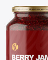 Clear Glass Jar with Raspberry Jam Mockup