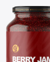 Clear Glass Jar with Raspberry Jam Mockup