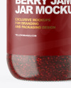 Clear Glass Jar with Raspberry Jam Mockup