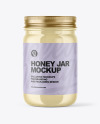 Clear Glass Jar with Creamed Honey Mockup