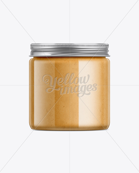 Clear Plastic Jar with Peanut Butter Mockup