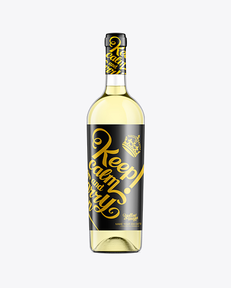 Clear Glass Bottle with White Wine Mockup