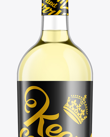 Clear Glass Bottle with White Wine Mockup