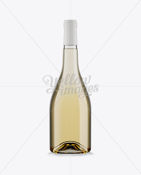 Clear Glass Burgundy Bottle w/ White Wine HQ Mockup - Free Download