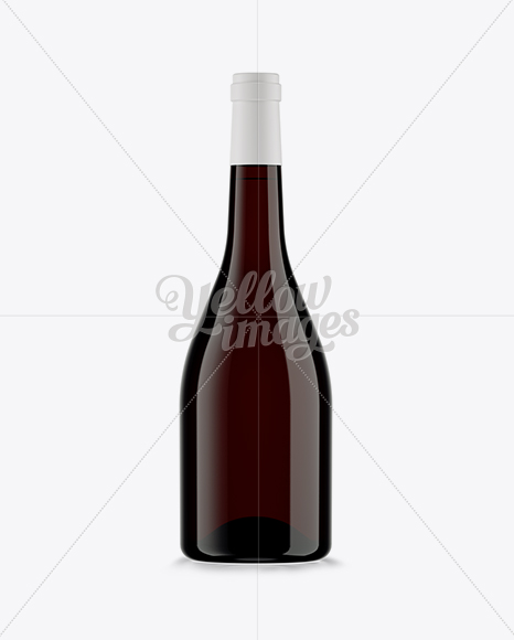 Dark Amber Glass Burgundy Bottle w/ White Wine HQ Mockup