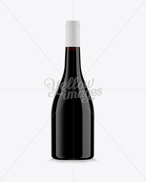 Dark Amber Glass Burgundy Bottle w/ Red Wine HQ Mockup