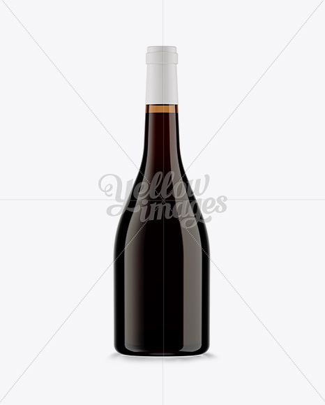 Amber Glass Burgundy Bottle w/ Red Wine HQ Mockup - Free Download