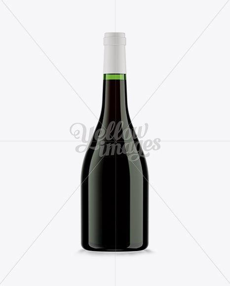 Emerald Green Glass Burgundy Bottle w/ Red Wine HQ Mockup