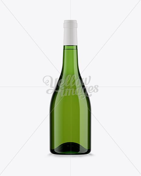 Emerald Green Glass Burgundy Bottle w/ White Wine HQ Mockup