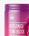 100ml Open Round Tin Box with Glossy Finish Mockup - Front View 100ml Open Round Tin Box with Glossy Finish Mockup - Front View