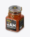 100ml Glass Apricot Jam Jar w/ Clamp Lid Mockup - Halfside View (High-Angle Shot)