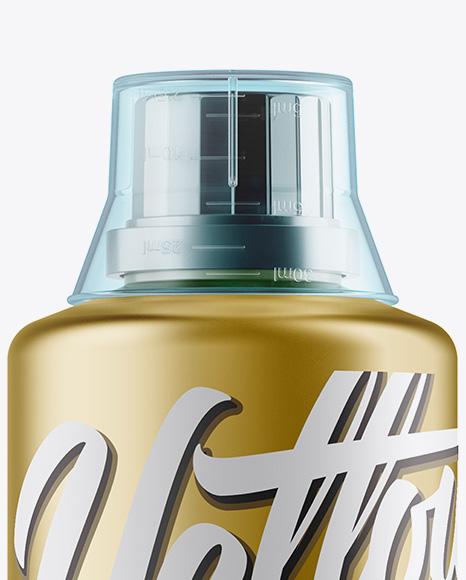Metallic Plastic Bottle With Measuring Cap Mockup