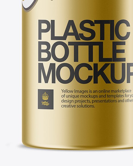 Metallic Plastic Bottle With Measuring Cap Mockup