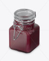 100ml Glass Cranberry Jam Jar w/ Clamp Lid Mockup - Half Side View (High-Angle Shot)