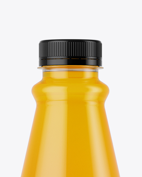 Clear Plastic Bottle with Orange Juice Mockup