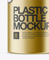 Open Metallic Plastic Bottle With Measuring Cap Mockup