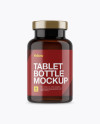 Amber Pill Bottle w/ Glossy Label Mockup - Front View