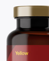 Amber Pill Bottle w/ Glossy Label Mockup - Front View