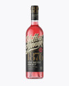 Clear Glass Bottle With Pink Wine Mockup - Front View