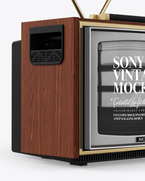 Sony 1300E Vintage Tv Mockup - Half Side View