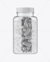 Clear Plastic Bottle With Glossy Pills Mockup