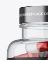 Clear Plastic Bottle With Metallic Pills Mockup