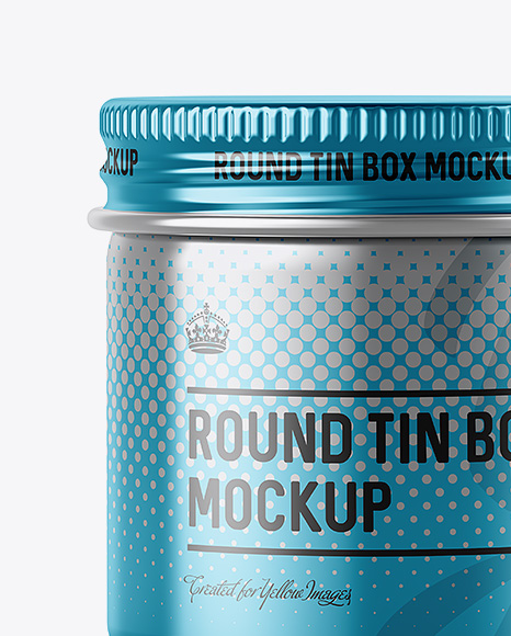 50ml Metallic Round Tin Box Mockup - Front View - Free Download Images