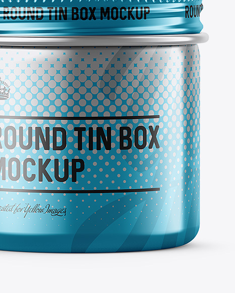 50ml Metallic Round Tin Box Mockup - Front View - Free Download Images