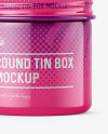 50ml Round Tin Box with Glossy Finish Mockup - Front View