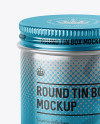 50ml Metallic Round Tin Box Mockup - High-Angle Shot