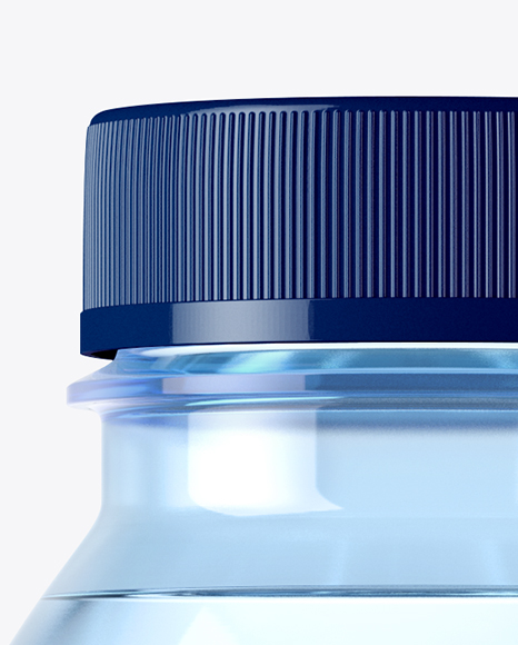 Blue PET Bottle With Water Mockup