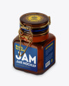 100ml Amber Glass Jam Jar w/ Clamp Lid Mockup - Halfside View (High-Angle Shot)