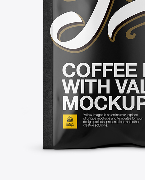 Matte Coffee Bag With Valve Mockup - Front View