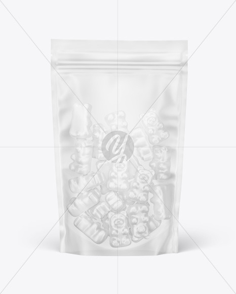 Frosted Stand-up Pouch with Gummies Mockup