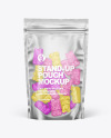 Frosted Stand-up Pouch with Gummies Mockup