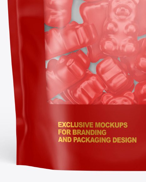 Frosted Stand-up Pouch with Gummies Mockup